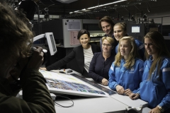 Ladies of Gent on press at Graphius, with players visiting